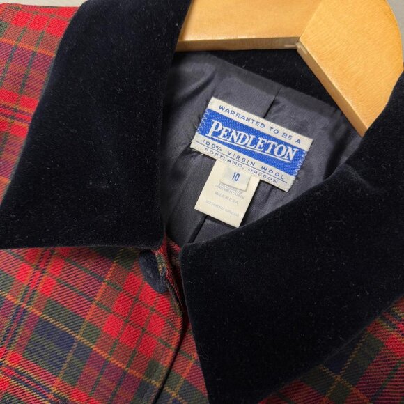 Pendleton Women's Suit Sz 10W Red Plaid 100% Virgin Wool Blazer - Picture 2 of 7